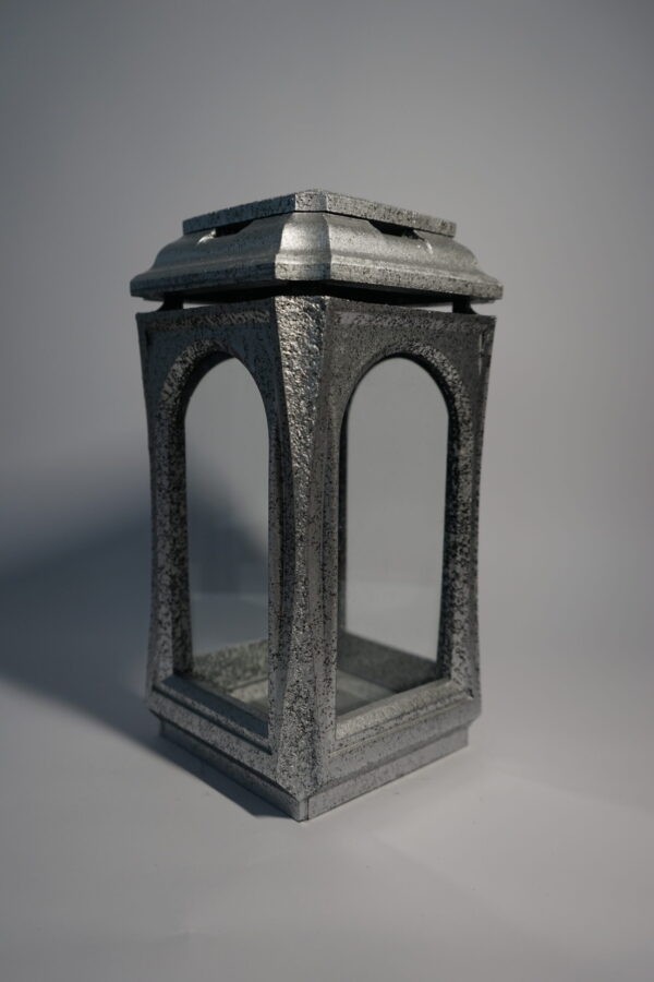 Srebrny znicz żywiczny lampion neo